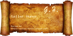 Galler Hunor névjegykártya